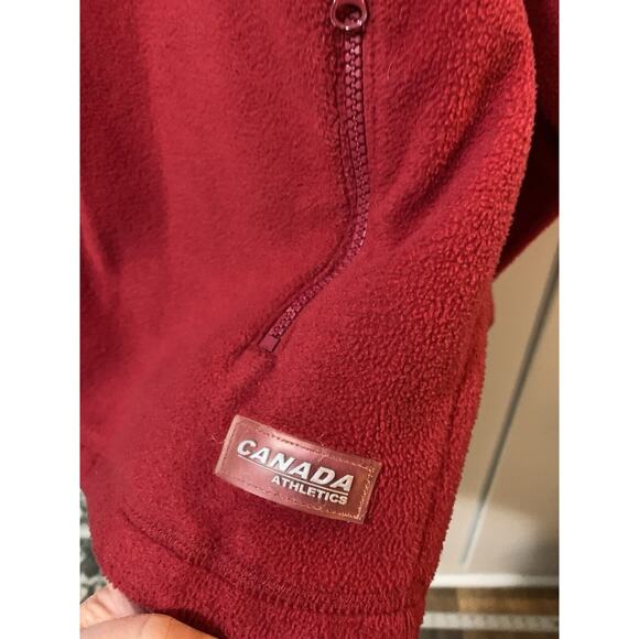 Vintage Canada Athletics Medium Men’s Red Athletic Fleece Jacket Long Sleeve Zip - Picture 3 of 15